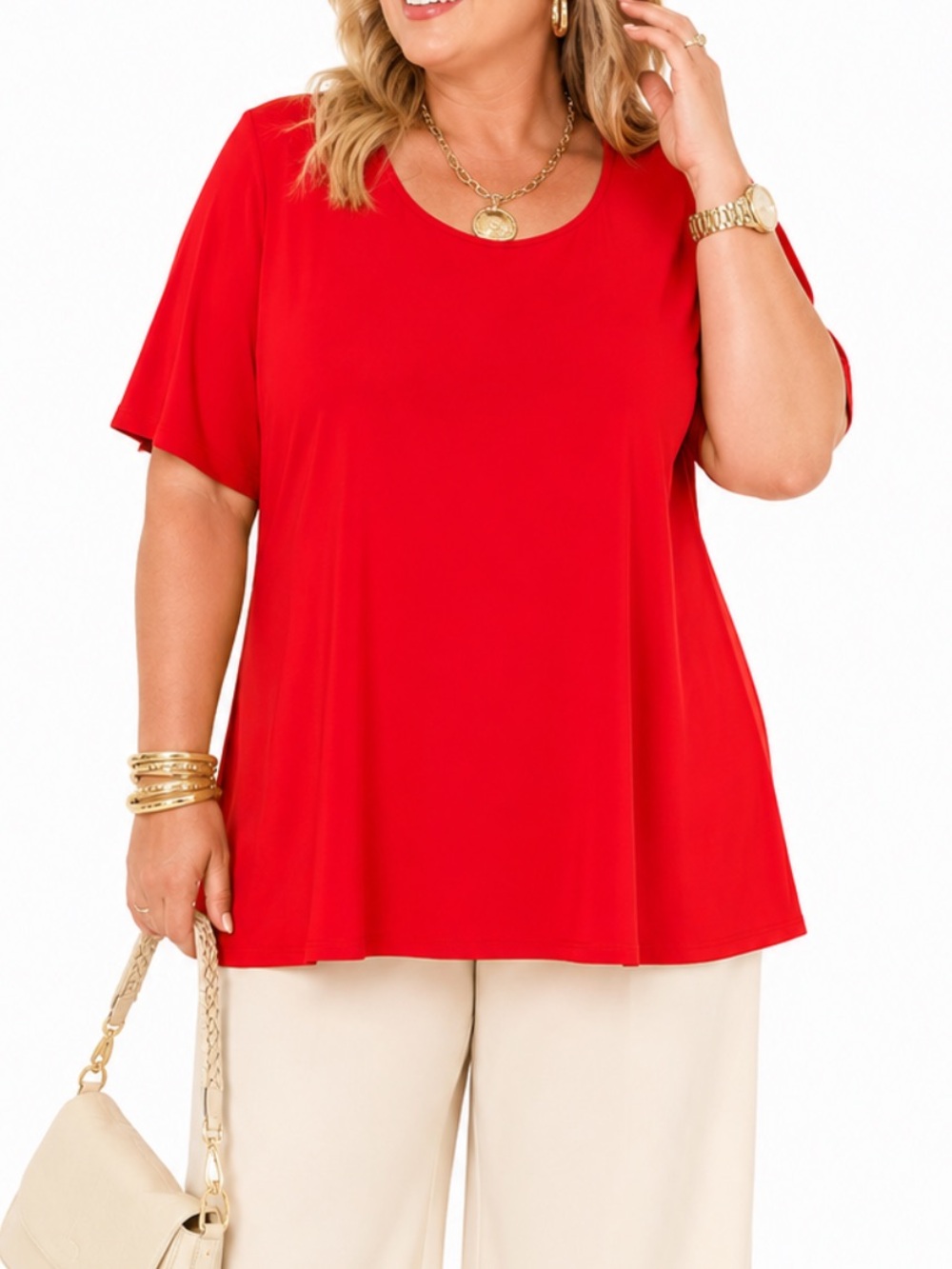 SUSAN GRAVER MODERN ESSENTIALS LIQUID  KNIT RED TOP SZ 5X